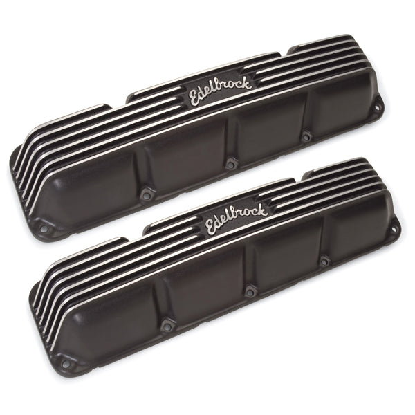 Edelbrock Classic Finned Cast Aluminum Valve Cover Set, Black Wrinkle, USA Made, 1966-91 AMC V8 (FREE lower 48 ground shipping in approx. 1-2 Weeks)