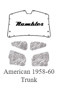 Trunk Insulation Pad, Molded ABS Cover w/Rambler Logo and Heat Shield Insulation Panels, 1958-60 Rambler American (FREE lower 48 ground shipping in approx. 2-3 weeks)