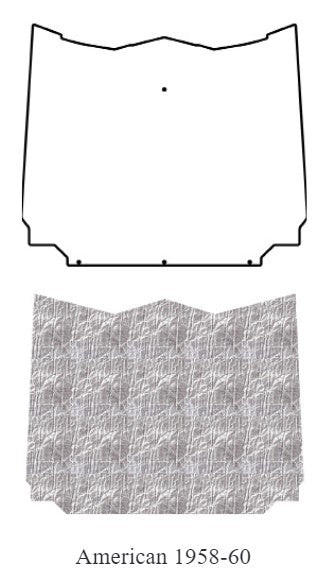 Hood Insulation Pad, Smooth-Molded ABS Cover with Heat Shield Insulation Panels, 1958-60 American (FREE lower 48 ground shipping in approx. 2-3 weeks)