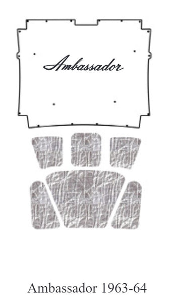 Hood Insulation Pad, Molded ABS Cover with 3D Ambassador Logo & Heat Shield Insulation Panels, 1963-64 Rambler Ambassador (FREE lower 48 ground shipping in approx. 2-3 weeks)