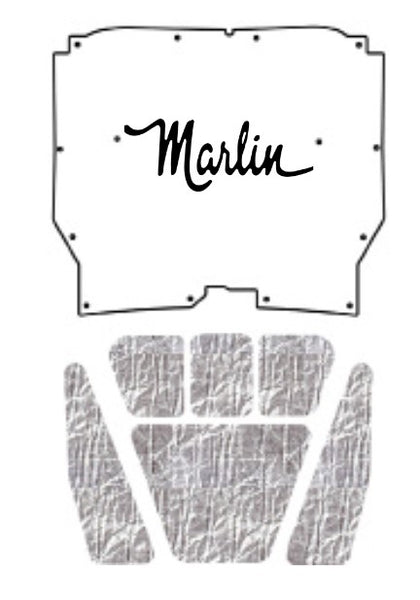 Hood Insulation Pad, Molded ABS Cover with 3D Marlin Script Logo & Heat Shield Insulation Panels, 1965-66 Rambler Marlin (FREE lower 48 ground shipping in approx. 2-3 weeks)