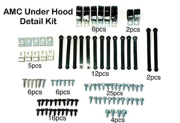 Underhood Detail Kit, Factory Correct 84-Pieces, 1967-79 AMC (FREE lower 48 ground shipping in approx. in 1-2 weeks)