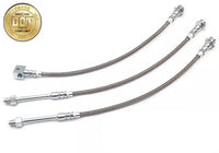 Stainless Braided Front & Rear Brake Hose Kit, Clear Cover w/Silver Whip, 1971-74 AMC Javelin, Javelin AMX (FREE lower 48 ground shipping in approx. 2-3 weeks)