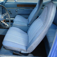 Bucket Seat Covers, Show Quality Reproduction, Domino Cloth Inserts w/Ribbed Cloth Bolster & Coachman Grain Skirts, Choose From 4 Colors, 1973 AMC Hornet, Javelin, Javelin AMX (FREE lower 48 ground shipping in approx. 4 months)