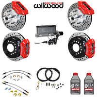 4-Wheel Disc Conversion Kit, Wilwood, 11" Drilled/Slotted Rotors With Red or Black 4-Piston Calipers, for OE AMC Disc Brake Spindles, 1967-1983 AMC - FREE lower 48 ground shipping in approx. 1-2 months