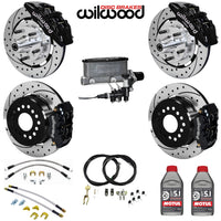 4-Wheel Disc Conversion Kit, Wilwood, 12" Drilled/Slotted Rotors With Red or Black 6-Piston Front/4-Piston Rear Calipers, for OE AMC Disc Brake Spindles, 1967-1983 AMC - FREE lower 48 ground shipping in approx. 1-2 months