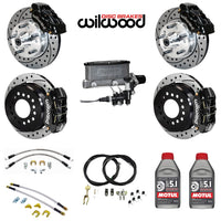 4-Wheel Disc Conversion Kit, Wilwood, 11" Drilled/Slotted Rotors With Red or Black 4-Piston Calipers, for OE AMC Disc Brake Spindles, 1967-1983 AMC - FREE lower 48 ground shipping in approx. 1-2 months