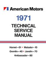 Technical Service Manual, 1971 AMC - FREE lower 48 ground shipping in approx. 1-2 weeks