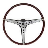 Steering Wheel, 16" Woodgrain 3-Spoke With Center Horn Trim, 1968-69 AMC AMX, Javelin (FREE lower 48 ground shipping in approx. 1-2 weeks)