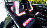 Pierre Cardin Front Bucket Seats, Rear Bench Seat, and Headliner Bulk Material Set, Show Quality Reproduction, 1972-73 AMC Javelin, Javelin AMX (FREE lower 48 ground shipping in approx. 2-4 weeks)