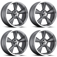 Old School 15x7"/15x8" Staggered Cast Aluminum Wheels, Gunmetal Grey, 1968-74 AMC AMX, Javelin, Javelin AMX, FREE lower 48 ground shipping in approx. 1-2 Weeks