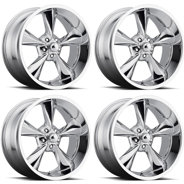 Old School 17x8"/17x9.5" Staggered Cast Aluminum Wheels, Chrome, 1968-74 AMC AMX, Javelin, Javelin AMX, FREE lower 48 ground shipping in approx. 1-2 Weeks