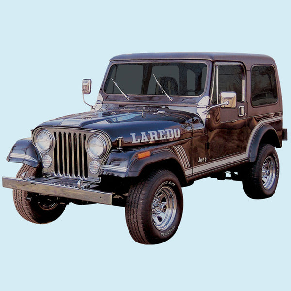 Decal And Stripe Kit, Names, Grille, Hood, & Side Stripes, 1985-86 Jeep Laredo - FREE lower 48 ground shipping in approx. 1-2 weeks