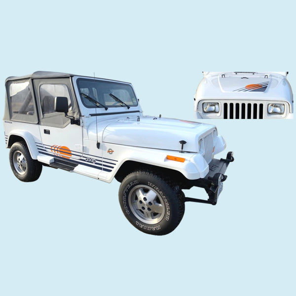 Kit de décalcomanies et de bandes, bleu et orange, Jeep Wrangler Islander 1989-90 - Expédition directe sous 1 à 2 semaines environ